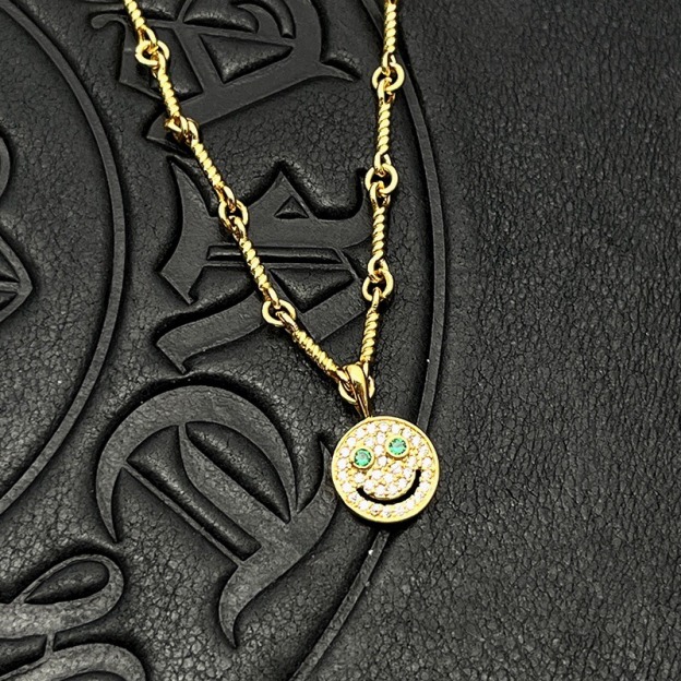 クロムハーツ「Chrome Hearts」スマイルフェイス カラーダイヤモンド ペンダントネックレス