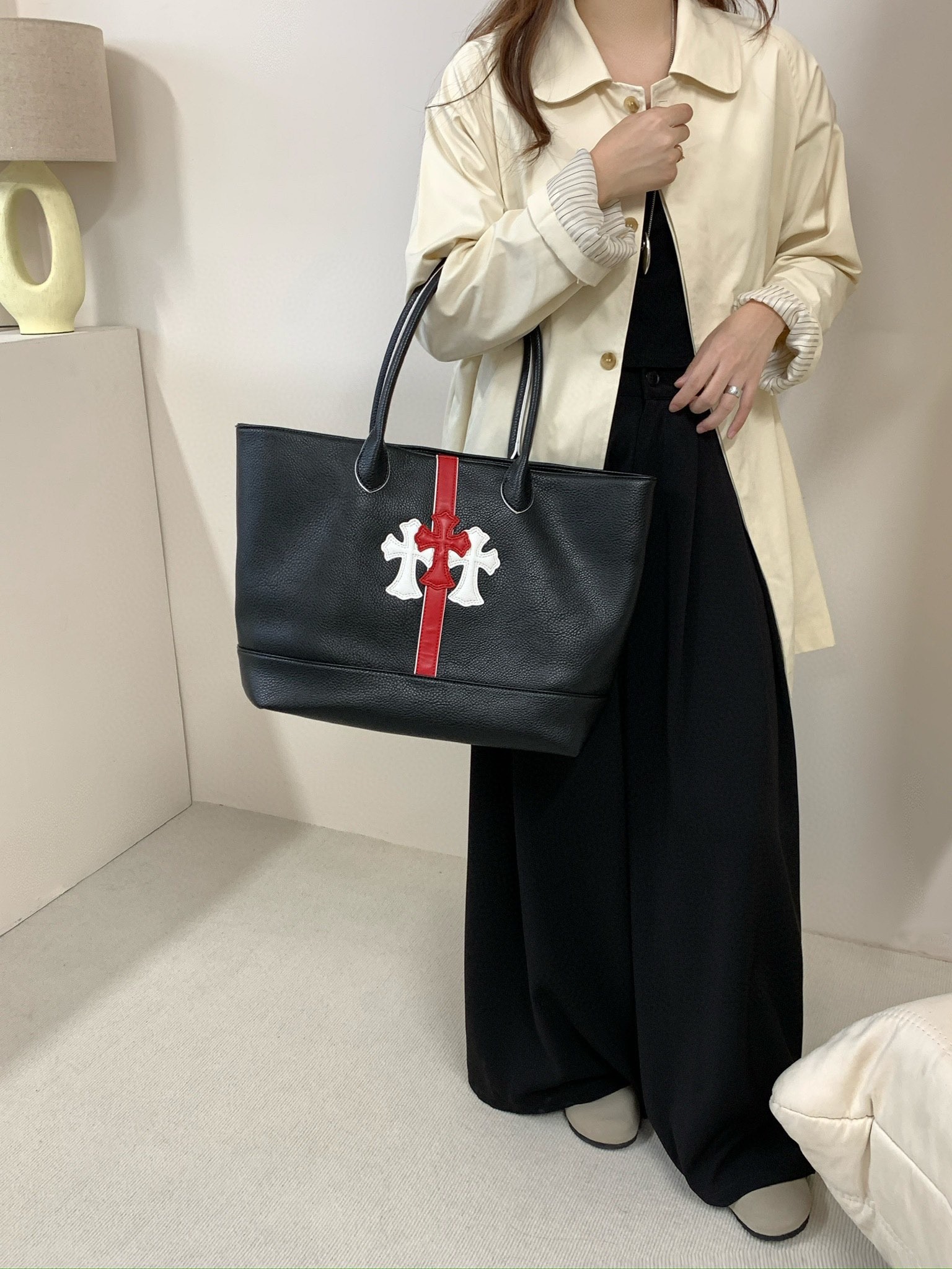 クロムハーツ「Chrome Hearts」トートバッグ クロスロゴ 35×31×12cm