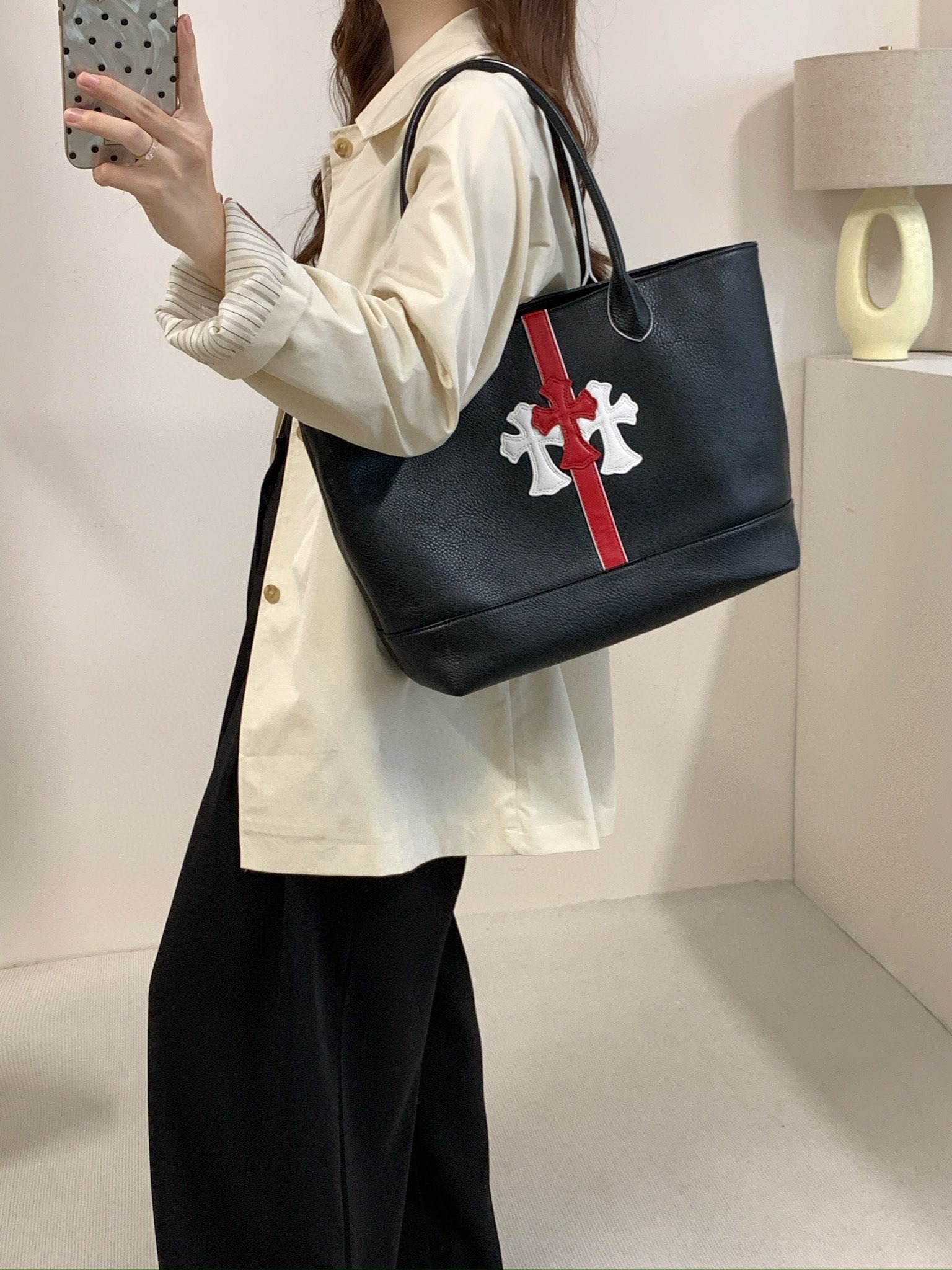 クロムハーツ「Chrome Hearts」トートバッグ クロスロゴ 35×31×12cm