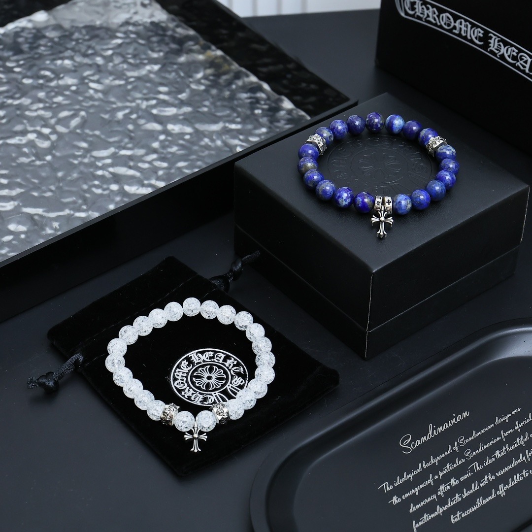 クロムハーツ「Chrome Hearts」カップルストーン エラスティックブレスレット