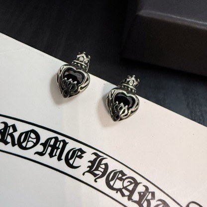 クロムハーツ「Chrome Hearts」クロムハーツ クラウン＆ハートピアス S925 ユニセックス ピアス