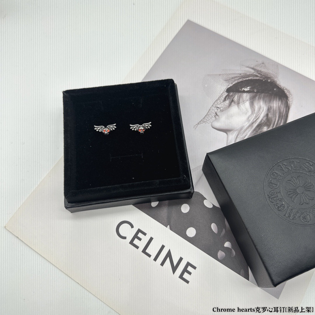 クロムハーツ「Chrome Hearts」アンティーククロスピアス S925 ユニセックス ピアス