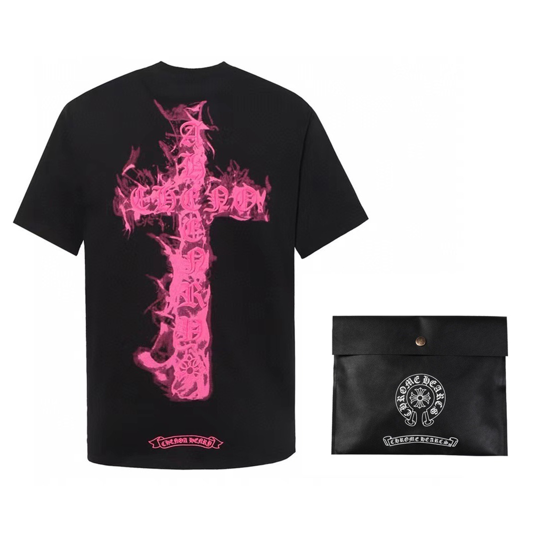 クロムハーツ「Chrome Hearts」フレイムクロス フォームプリントTシャツ + オーバーサイズ半袖Tシャツ