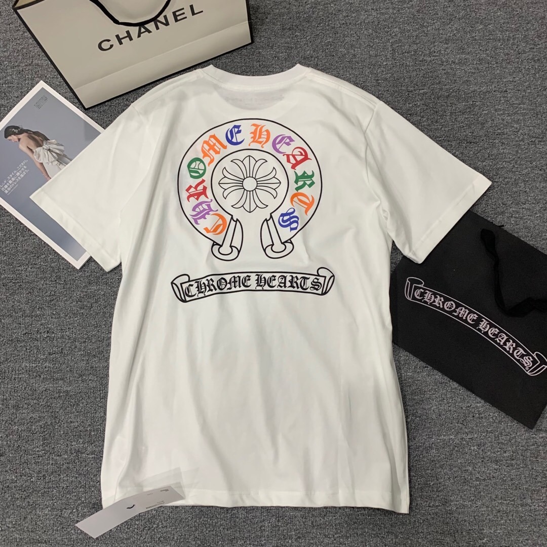 クロムハーツ「Chrome Hearts」レザーアプリケ カラフルクロス Tシャツ