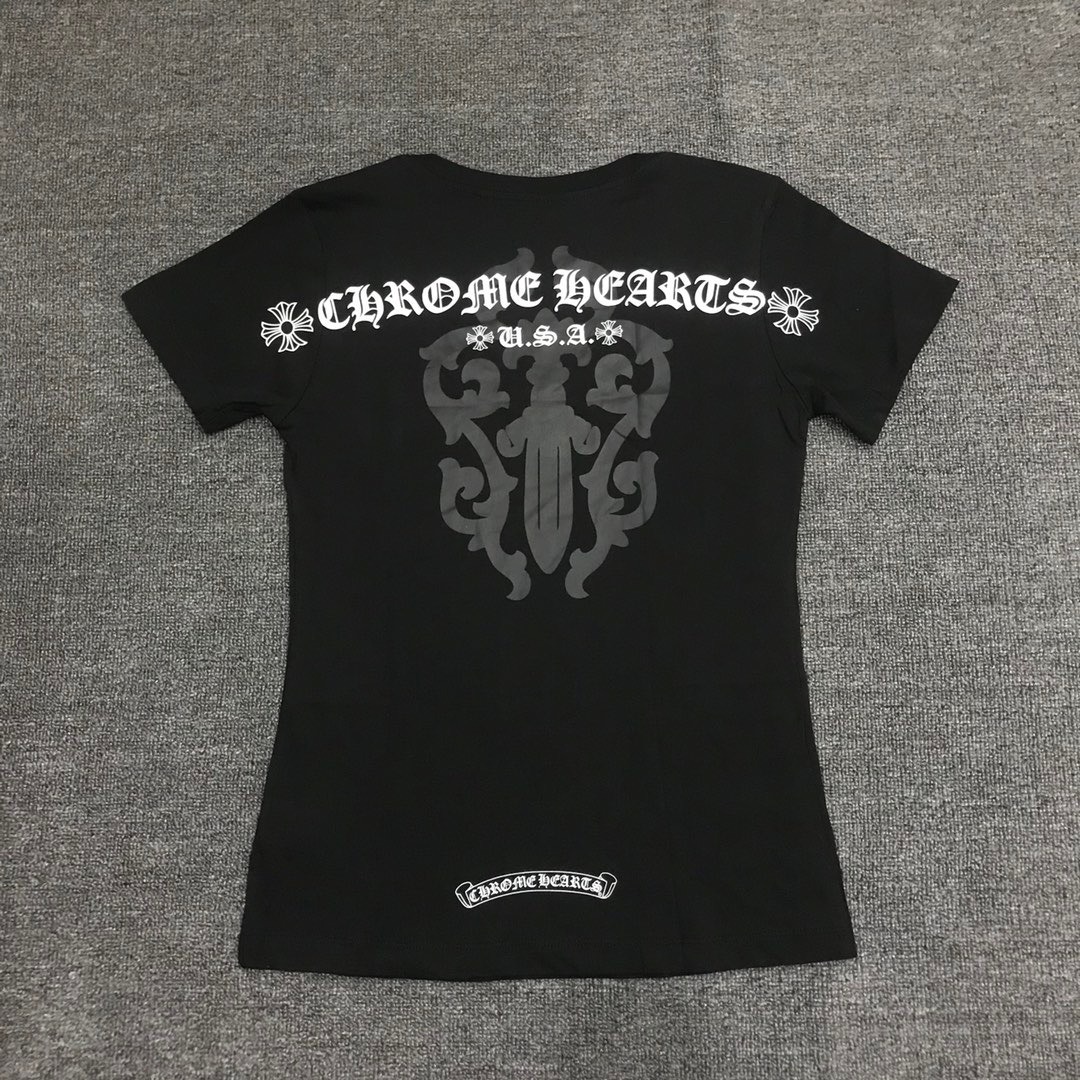 クロムハーツ「Chrome Hearts」レディース Vネック シグネチャーTシャツ