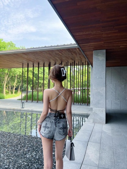 クロムハーツ「Chrome Hearts」プレミアム ストレッチデニム ショートパンツ