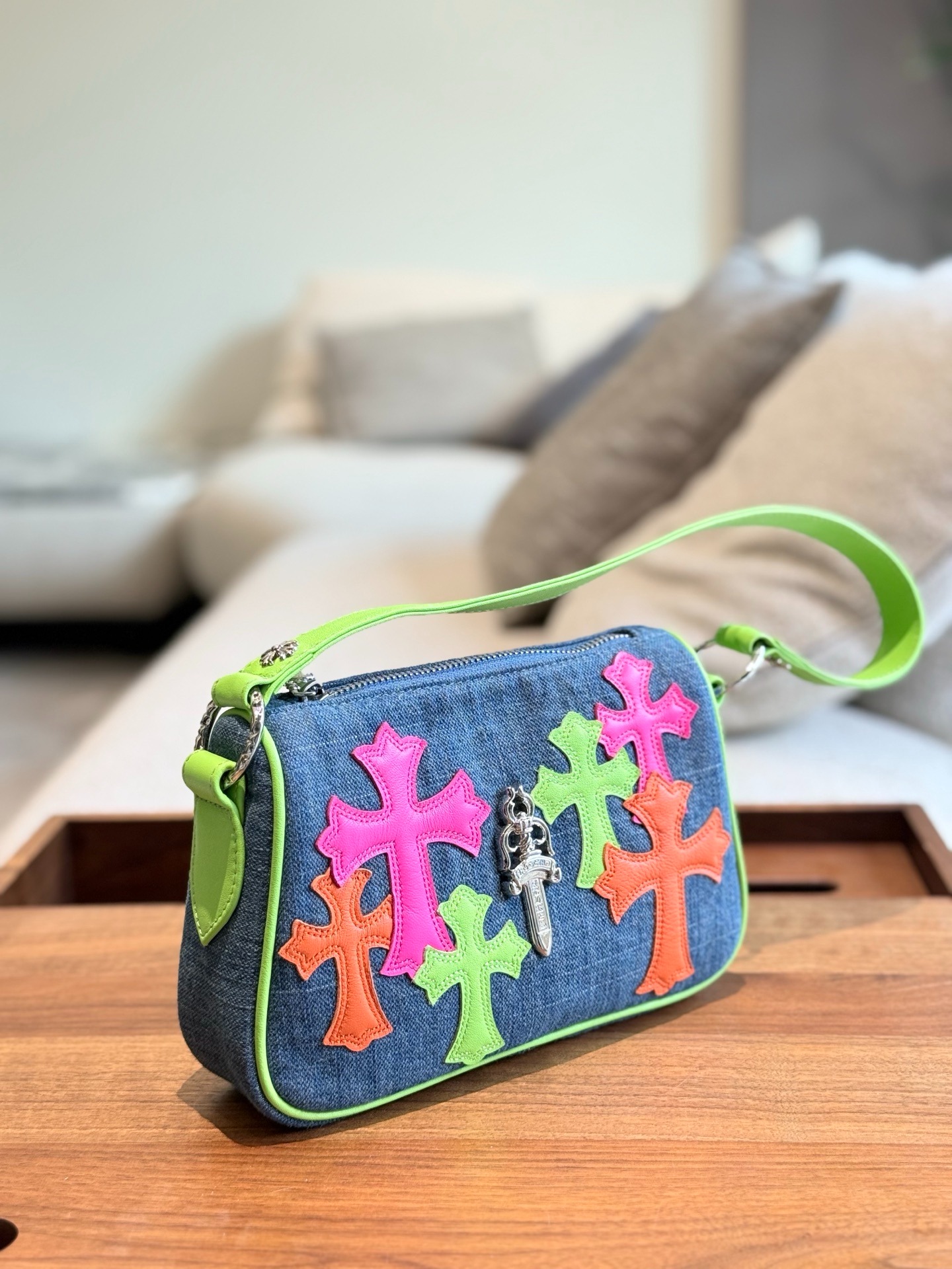 クロムハーツ「Chrome Hearts」デニムパッチナゲット ショルダーバッグ