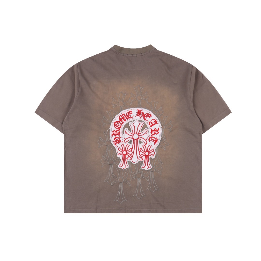 クロムハーツ「Chrome Hearts」レッドクロス ディストレスドTシャツ