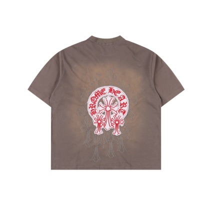 クロムハーツ「Chrome Hearts」レッドクロス ディストレスドTシャツ