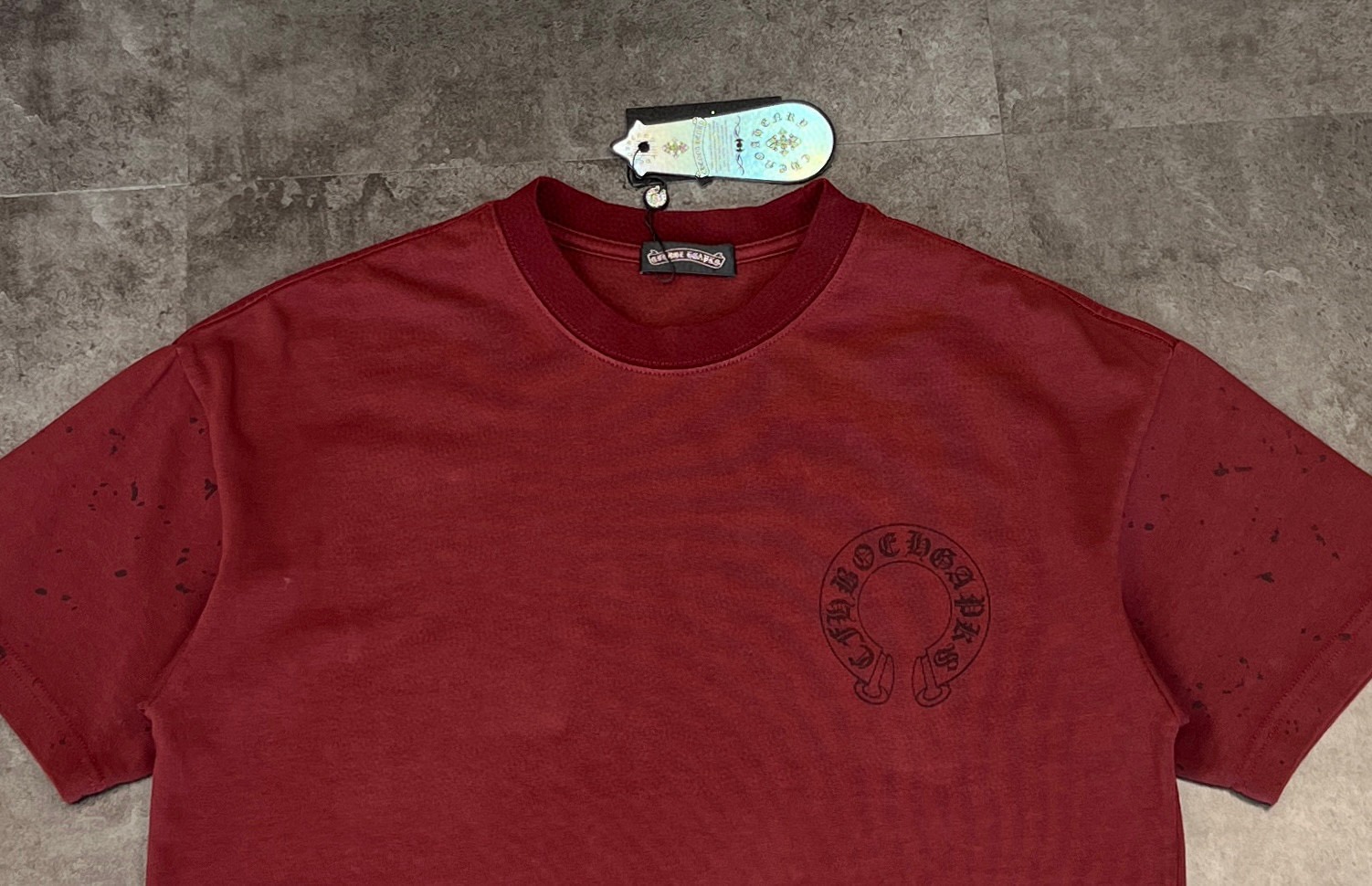 クロムハーツ「Chrome Hearts」ドット＆ホースシュー プリント ブラッシュドコットン Tシャツ