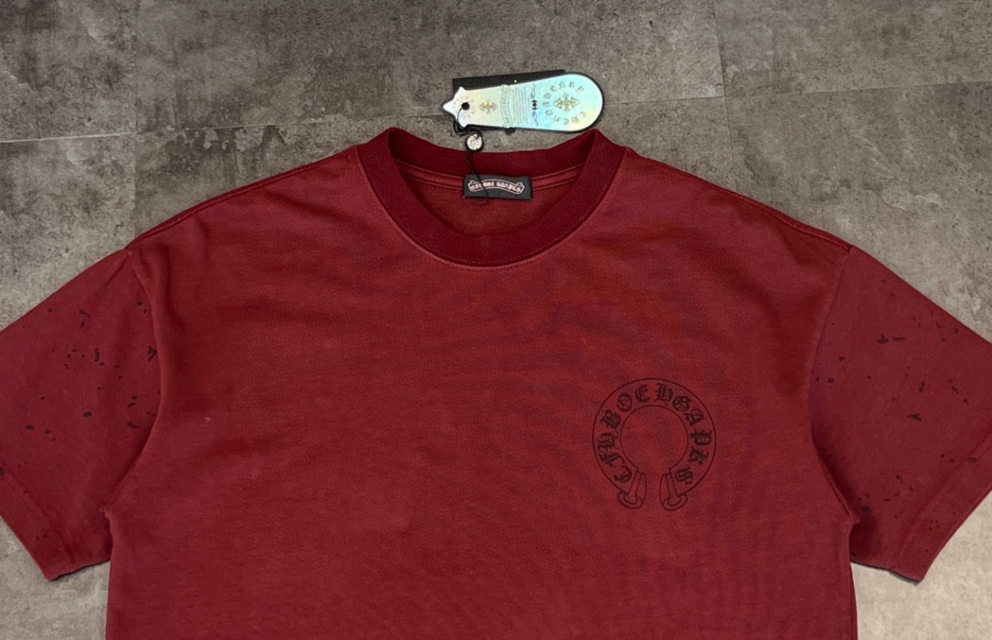 クロムハーツ「Chrome Hearts」ドット＆ホースシュー プリント ブラッシュドコットン Tシャツ