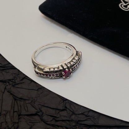 クロムハーツ (Chrome Hearts)クロム ハーツ アンティーク ピンク ダイヤモンド クロス リング