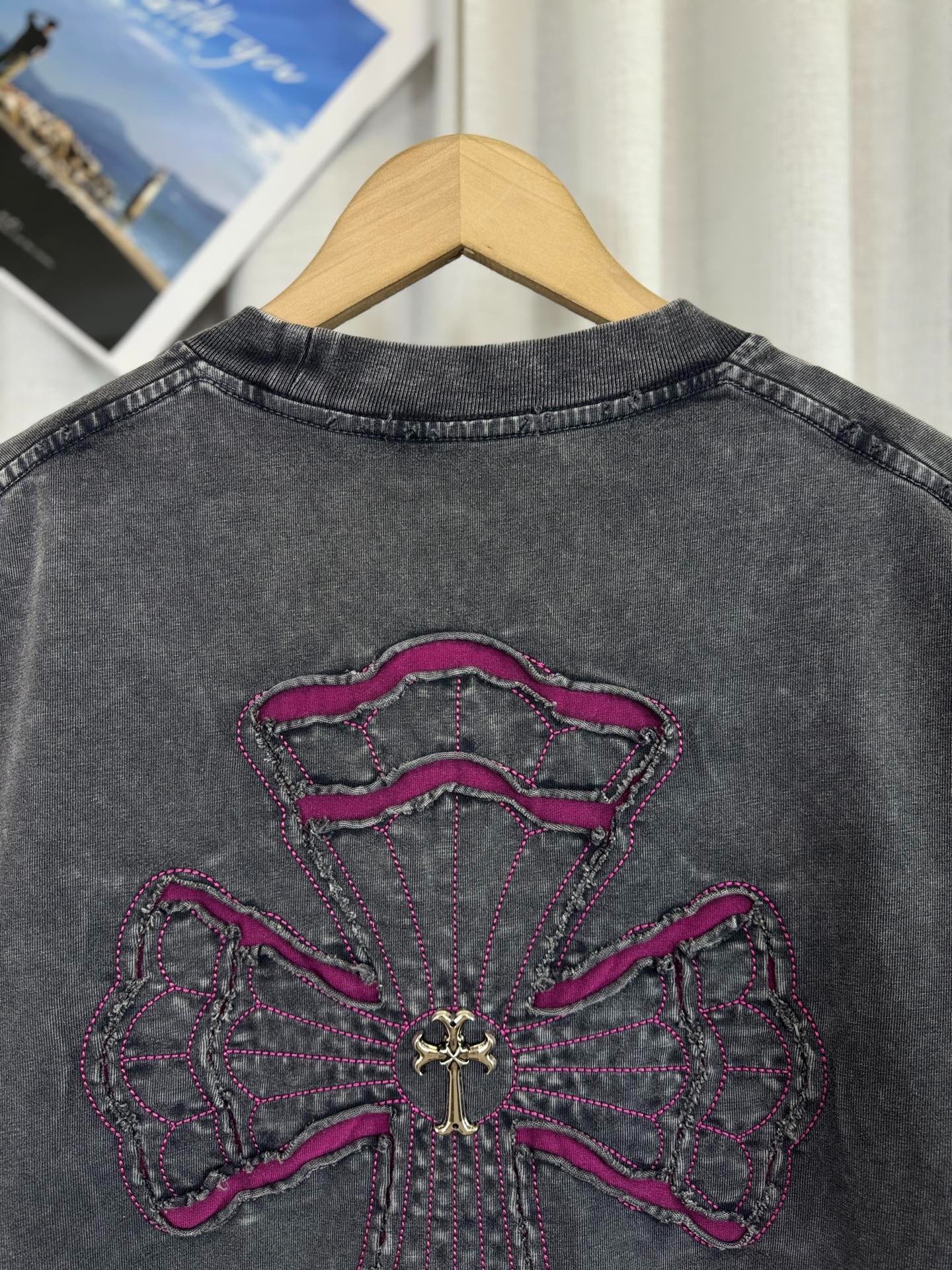 クロムハーツ「Chrome Hearts」クロスパッチワーク ウォッシュドTシャツ