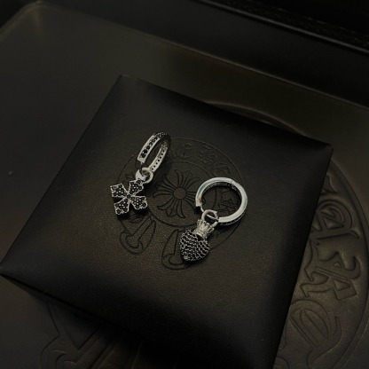 クロムハーツ「Chrome Hearts」クロムハーツ ブラックダイヤモンドクロスピアスABセット S925 ピアス