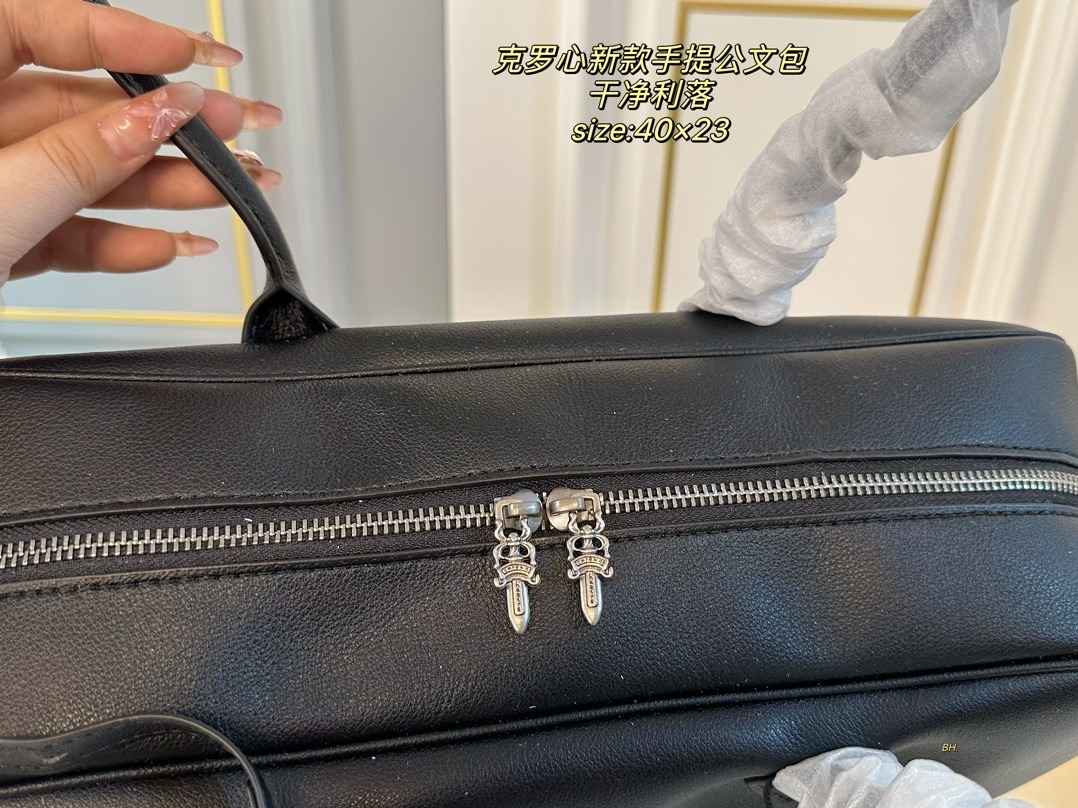 クロムハーツ「Chrome Hearts」レザードキュメントトート 40×23cm