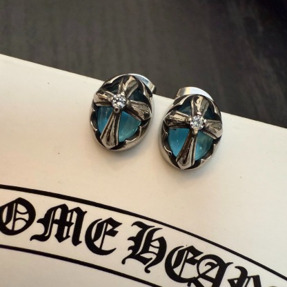 クロムハーツ「Chrome Hearts」クロムハーツ ブルーダイヤモンドクロスピアス 18K WG ピアス