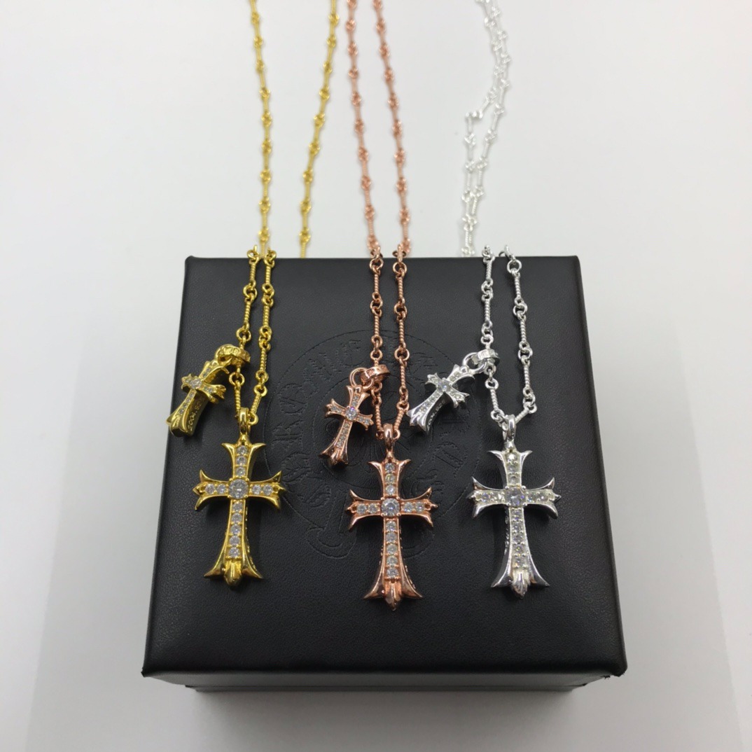 クロムハーツ「Chrome Hearts」フルダイヤモンドダブルクロスペンダント ネックレス