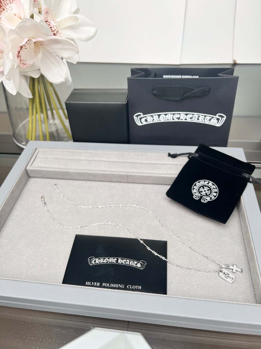 クロムハーツ「Chrome Hearts」スクエアクロスペンダント ネックレス