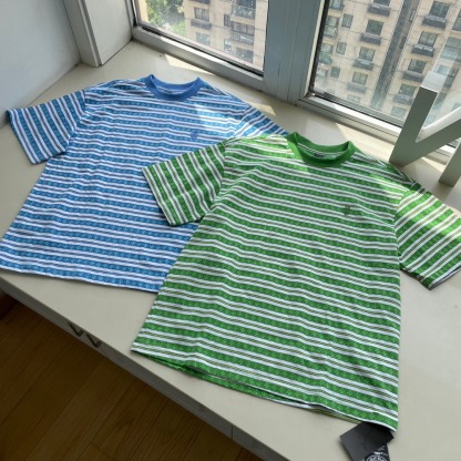 クロムハーツ「Chrome Hearts」ネイビーストライプ カップルTシャツ