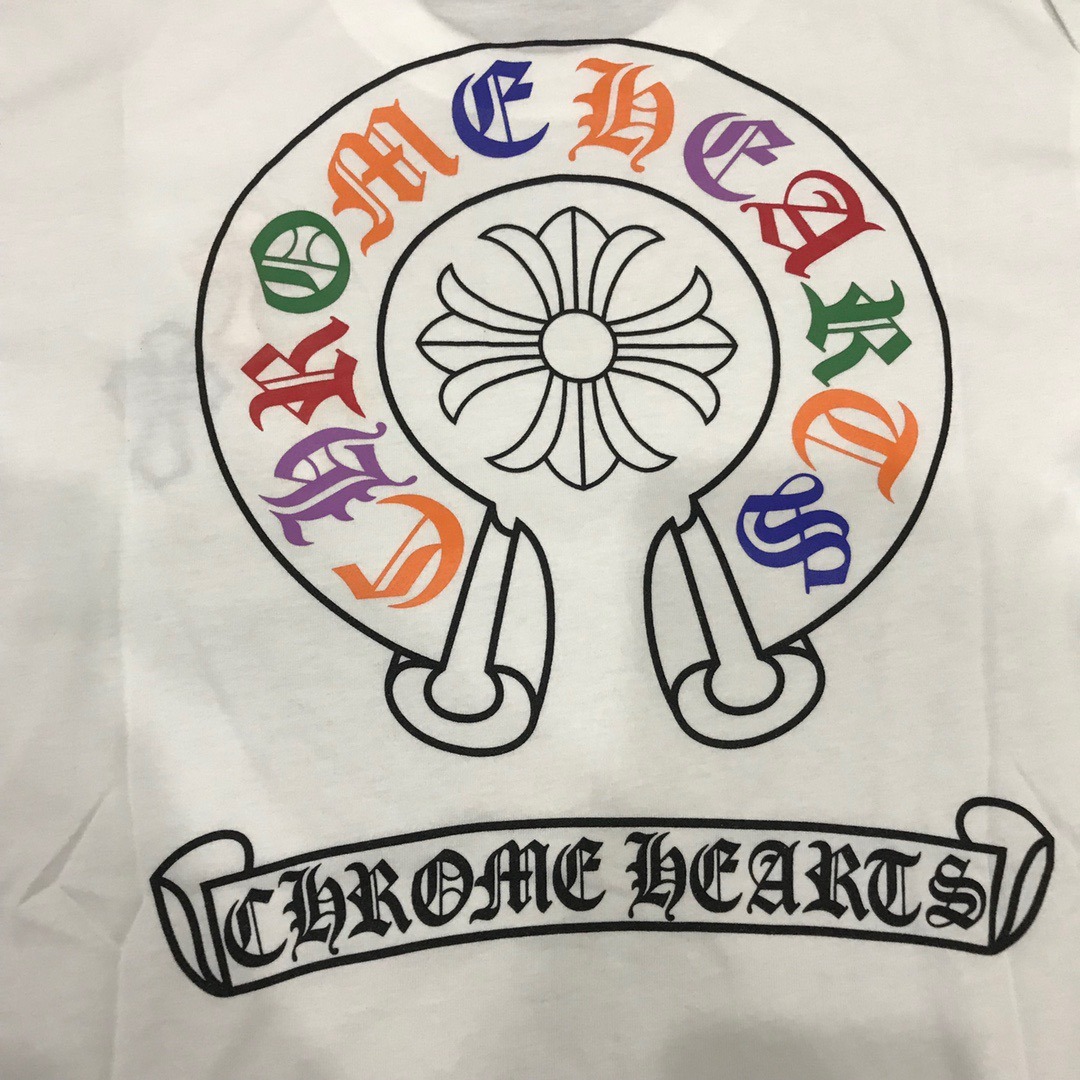 クロムハーツ「Chrome Hearts」レザーアプリケ カラフルクロス Tシャツ