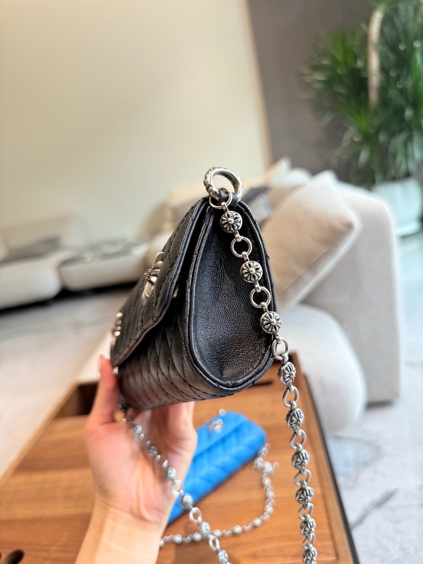 クロムハーツ「Chrome Hearts」ダイヤモンド キルティング チェーンショルダーバッグ