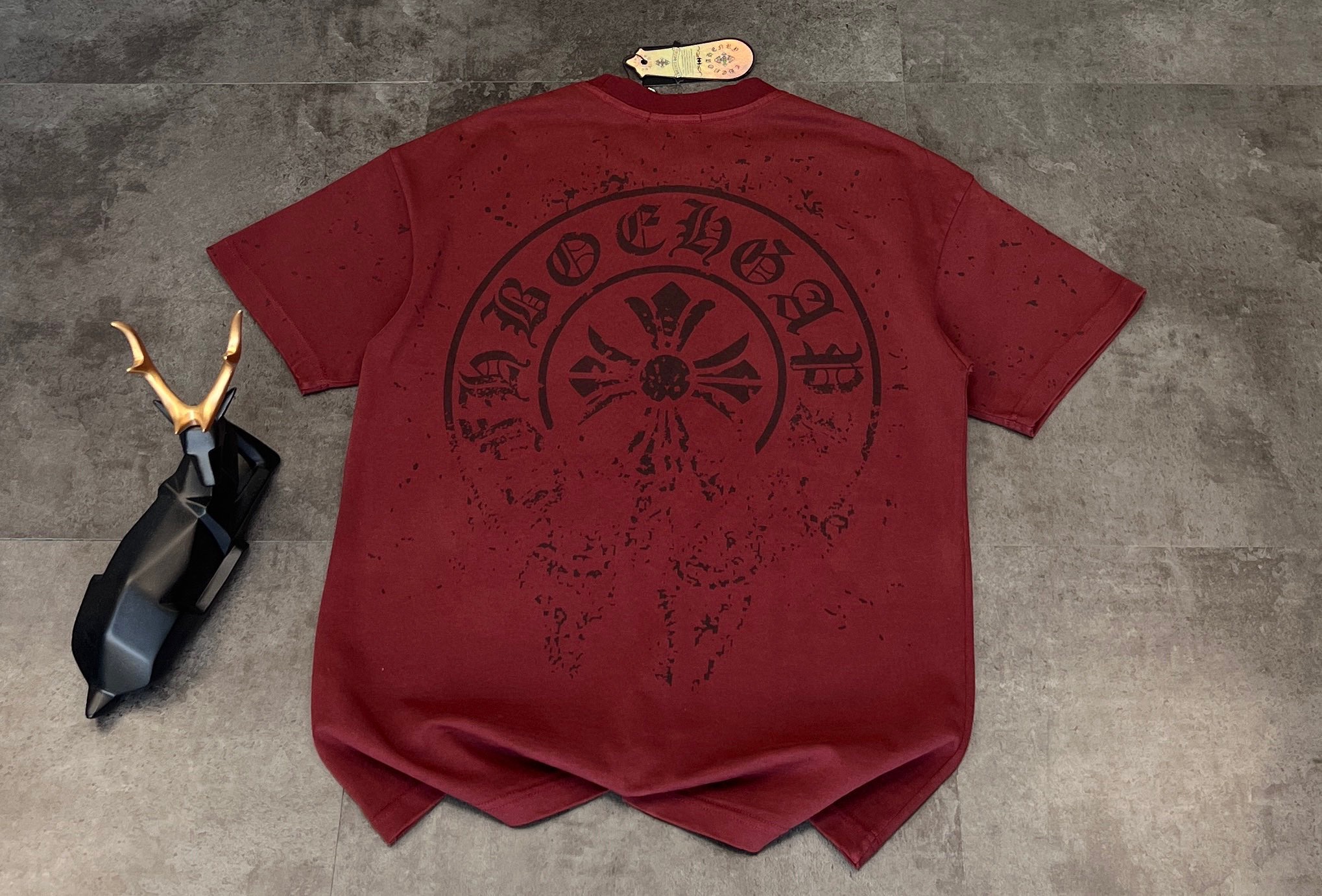 クロムハーツ「Chrome Hearts」ドット＆ホースシュー プリント ブラッシュドコットン Tシャツ
