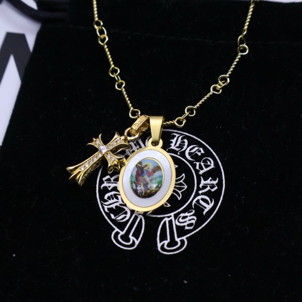 クロムハーツ「Chrome Hearts」ヴィンテージクロス&フラワー ペンダントネックレス