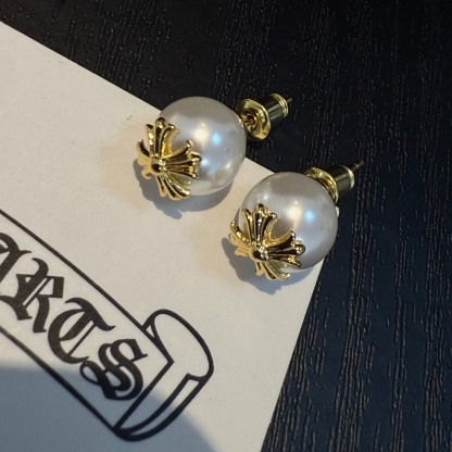 クロムハーツ「Chrome Hearts」クロムハーツ × ミキモト コラボレーション パールクロスピアス S925 ピアス