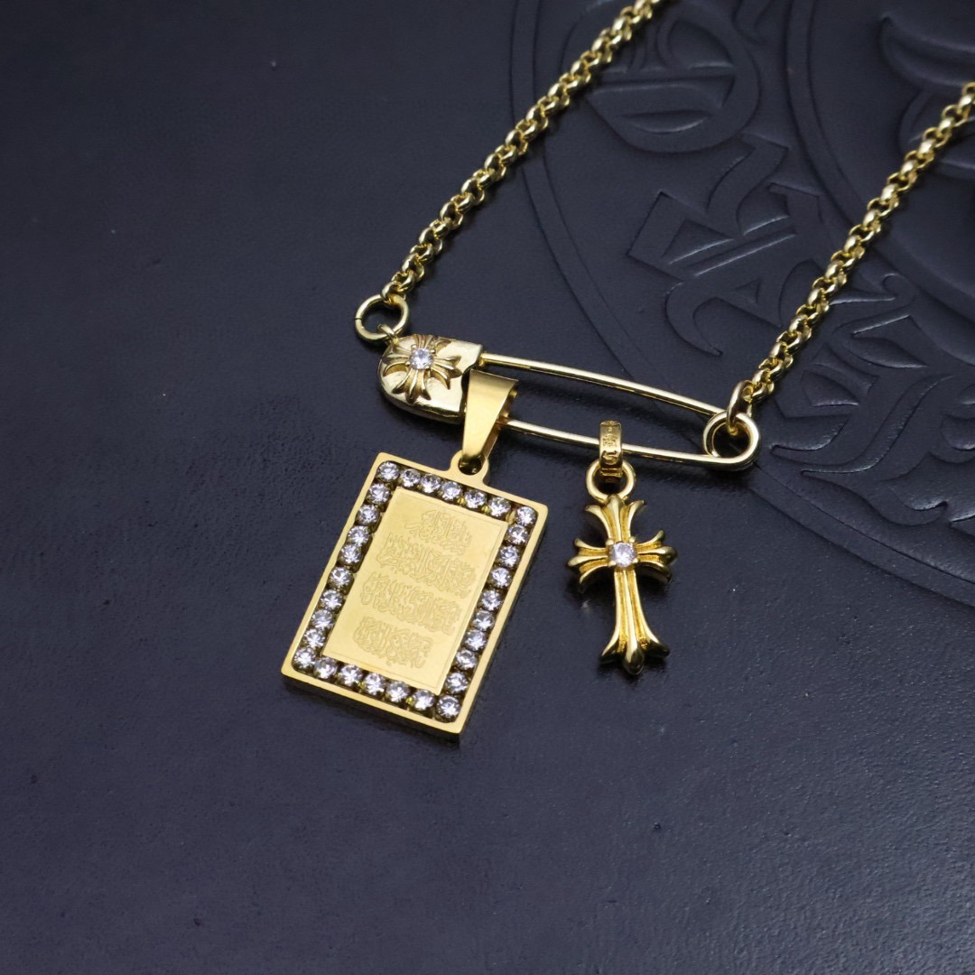 クロムハーツ「Chrome Hearts」ゴールド ペーパークリップ ペンダントネックレス