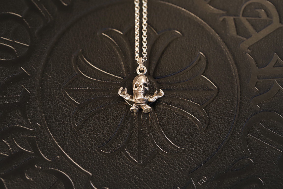 クロムハーツ「Chrome Hearts」スカルペンダント＆ビーズチェーンネックレス