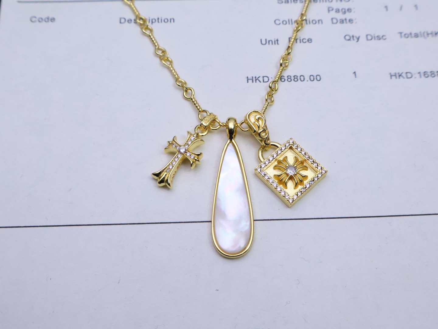 クロムハーツ「Chrome Hearts」ミリタリークロスフラワーネックレス