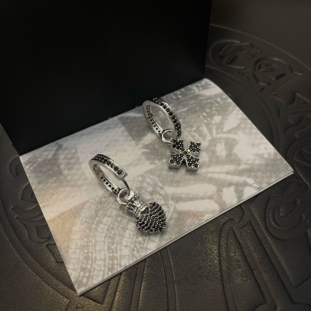 クロムハーツ「Chrome Hearts」クロムハーツ ブラックダイヤモンドクロスピアスABセット S925 ピアス