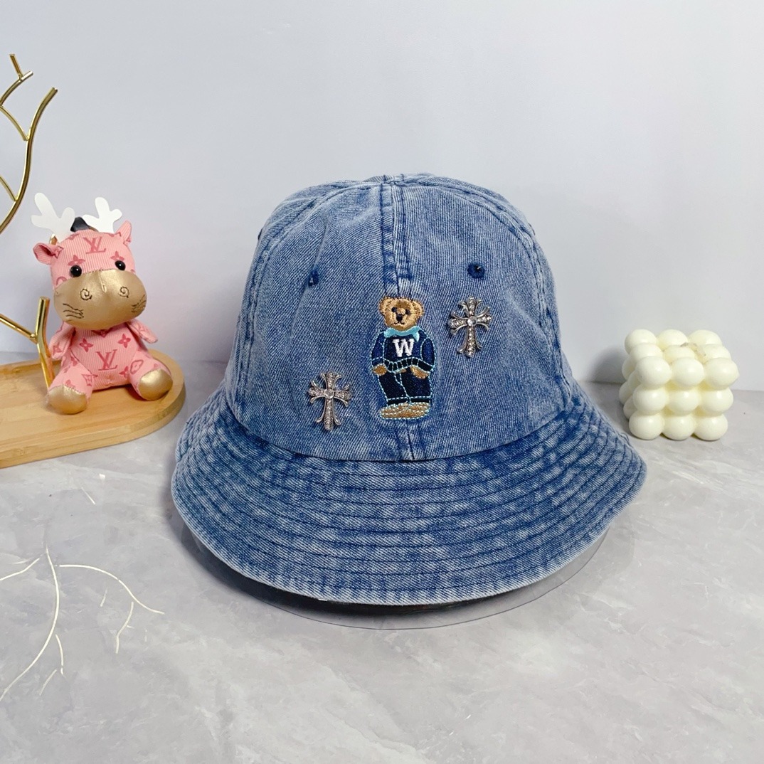 クロムハーツ「Chrome Hearts」 ディストレスド デニム バケットハット