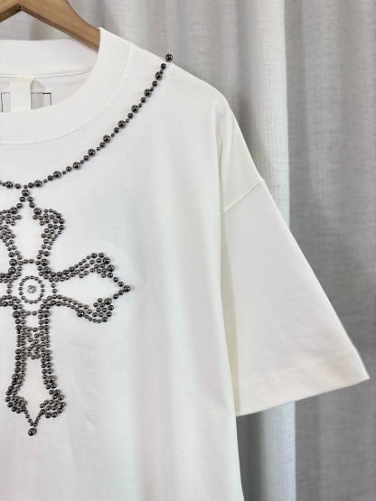 クロムハーツ「Chrome Hearts」ホースシュー＆クロス パールプリント Tシャツ