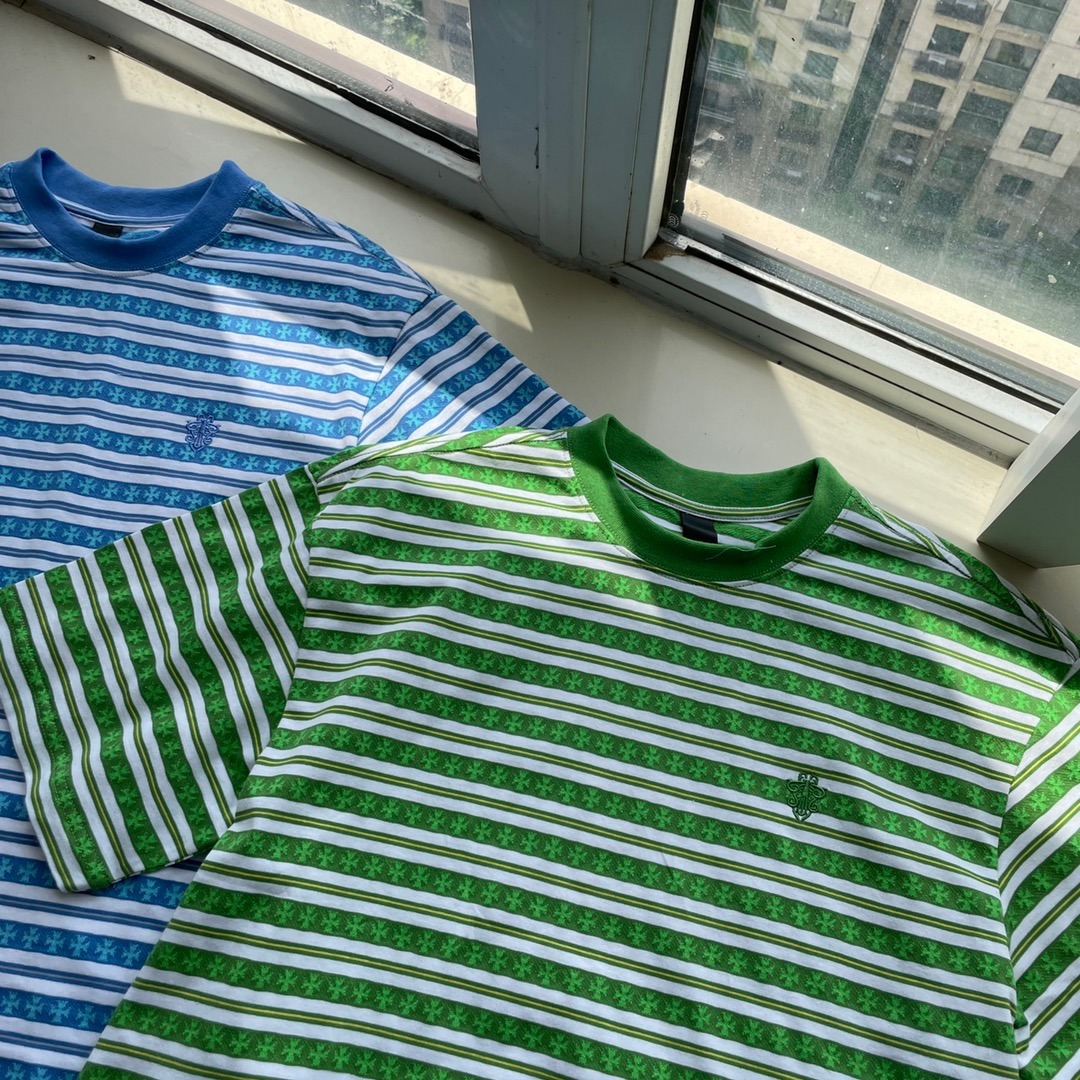 クロムハーツ「Chrome Hearts」ネイビーストライプ カップルTシャツ