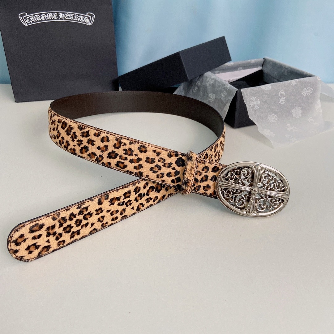 クロムハーツ「Chrome Hearts」レディース ポニーヘア レオパードベルト
