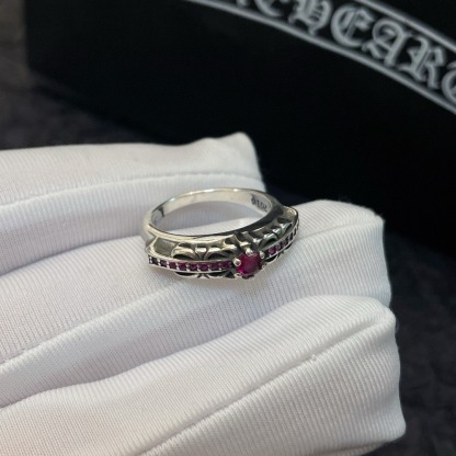 クロムハーツ (Chrome Hearts)クロム ハーツ アンティーク ピンク ダイヤモンド クロス リング