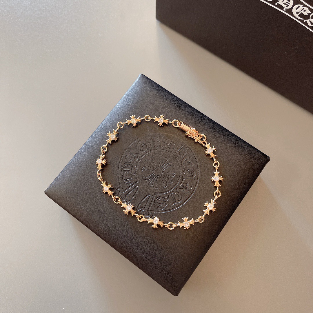 クロムハーツ「Chrome Hearts」クロム ハーツ ローズゴールド スカル ブレスレット