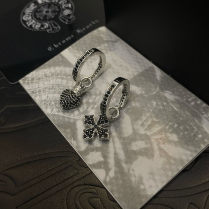 クロムハーツ「Chrome Hearts」クロムハーツ ブラックダイヤモンドクロスピアスABセット S925 ピアス