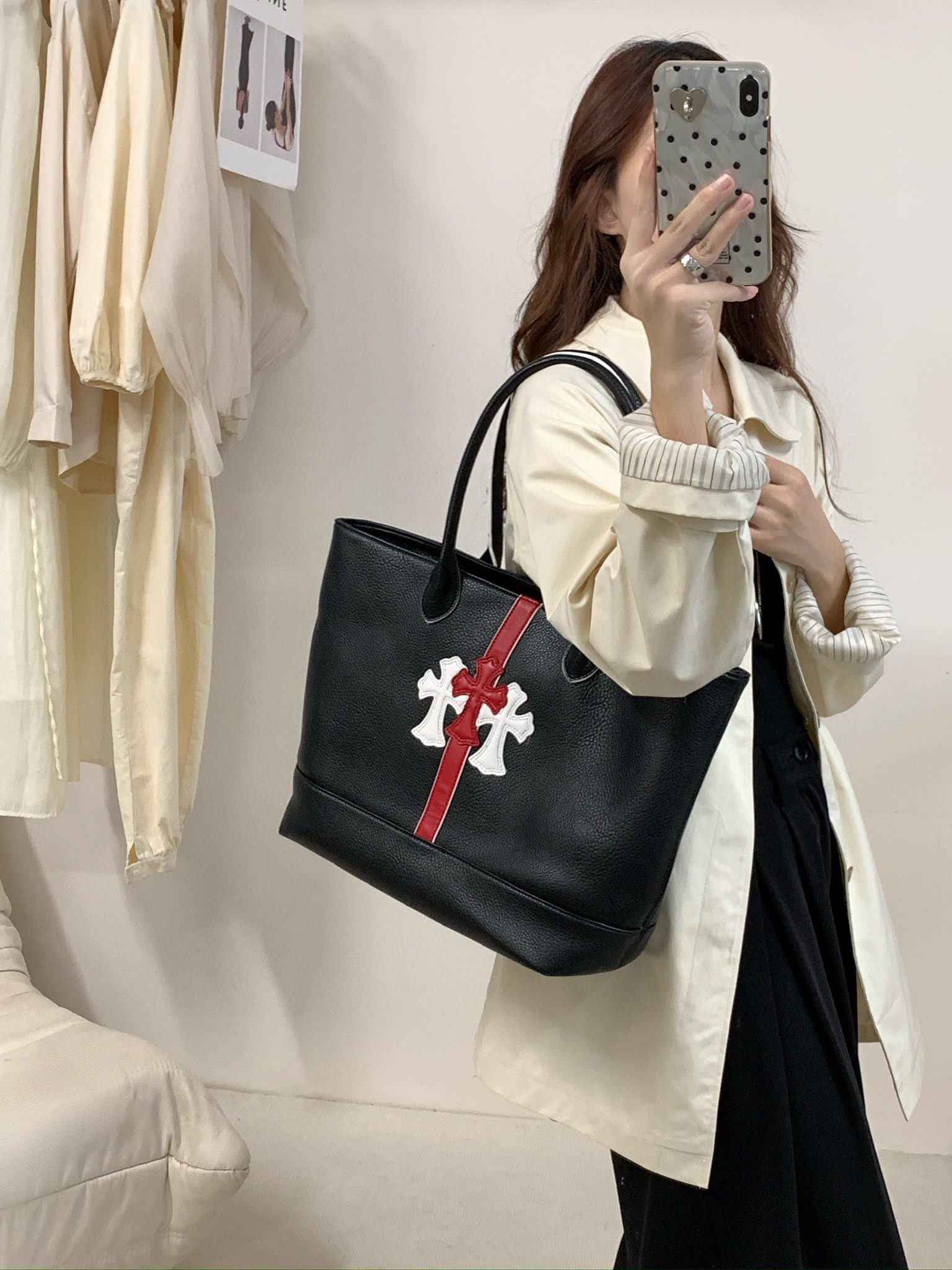 クロムハーツ「Chrome Hearts」トートバッグ クロスロゴ 35×31×12cm