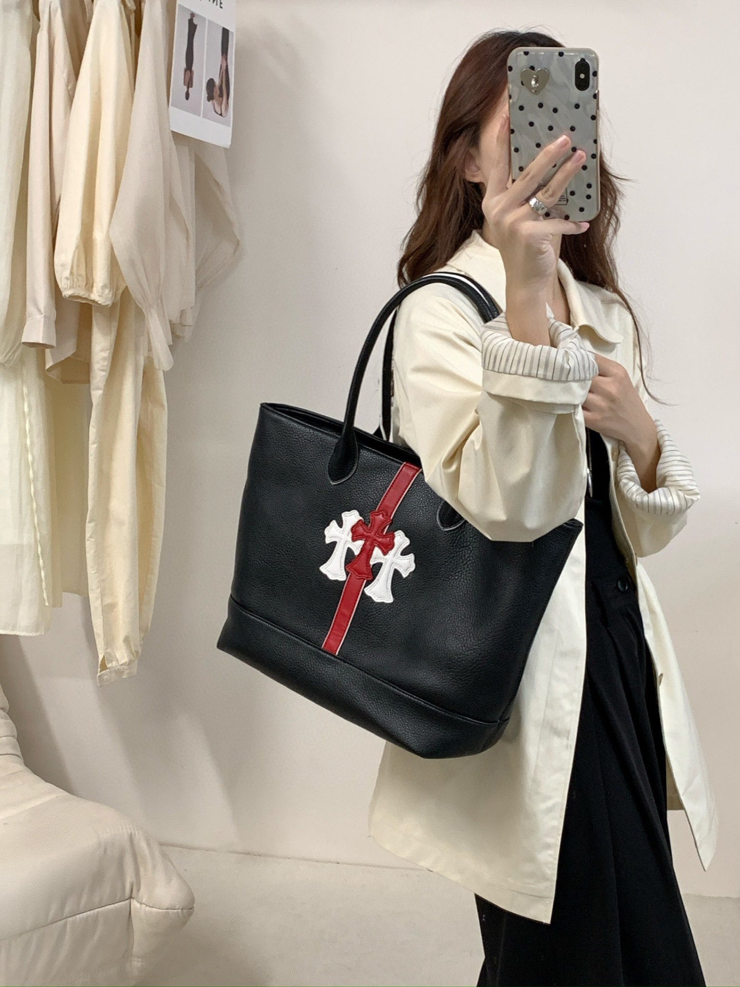 クロムハーツ「Chrome Hearts」トートバッグ クロスロゴ 35×31×12cm
