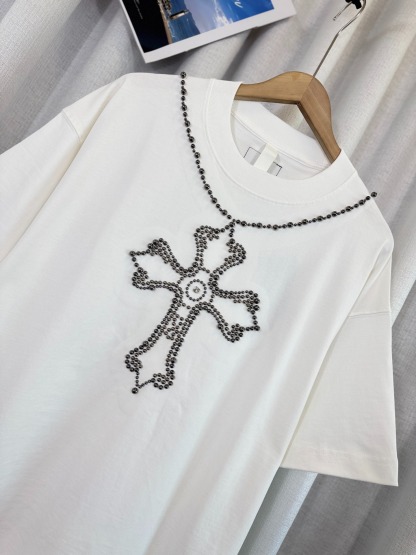 クロムハーツ「Chrome Hearts」ホースシュー＆クロス パールプリント Tシャツ