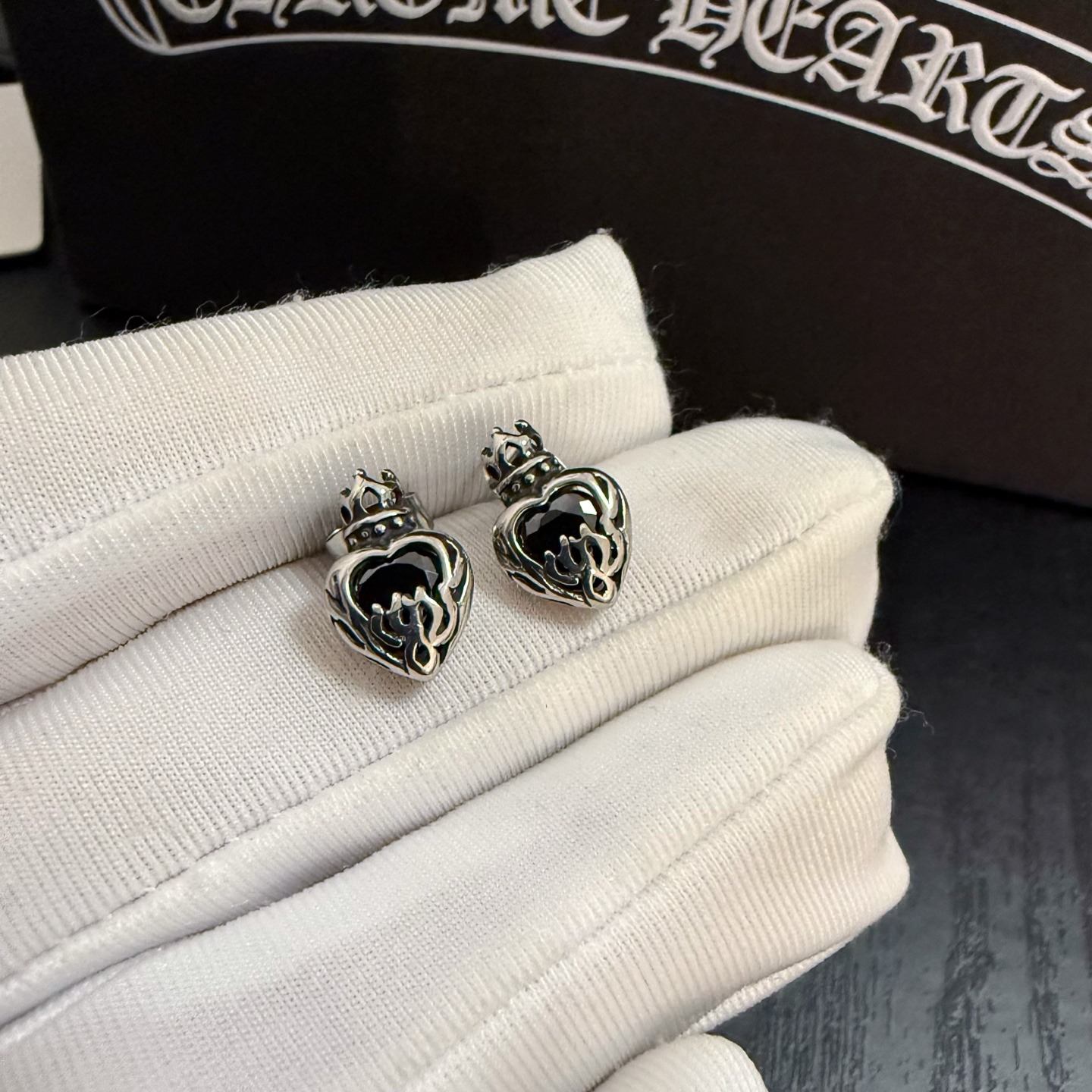 クロムハーツ「Chrome Hearts」クロムハーツ クラウン＆ハートピアス S925 ユニセックス ピアス