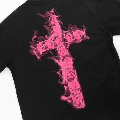 クロムハーツ「Chrome Hearts」フレイムクロス フォームプリントTシャツ + オーバーサイズ半袖Tシャツ