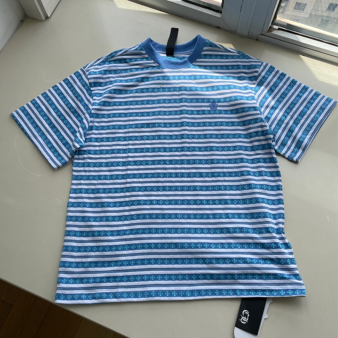 クロムハーツ「Chrome Hearts」ネイビーストライプ カップルTシャツ