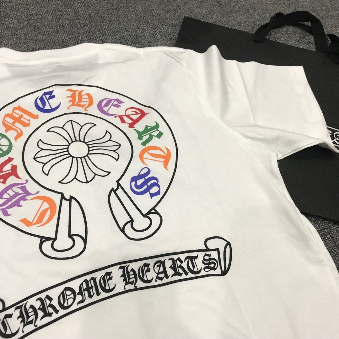 クロムハーツ「Chrome Hearts」レザーアプリケ カラフルクロス Tシャツ