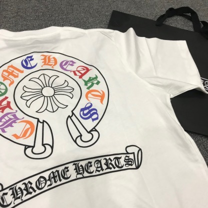 クロムハーツ「Chrome Hearts」レザーアプリケ カラフルクロス Tシャツ