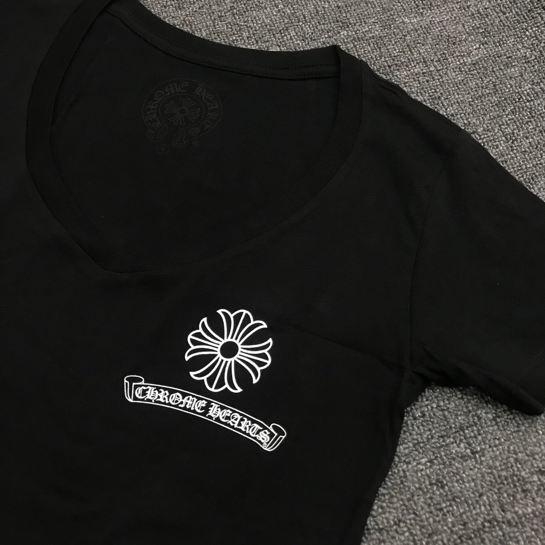 クロムハーツ「Chrome Hearts」レディース Vネック シグネチャーTシャツ