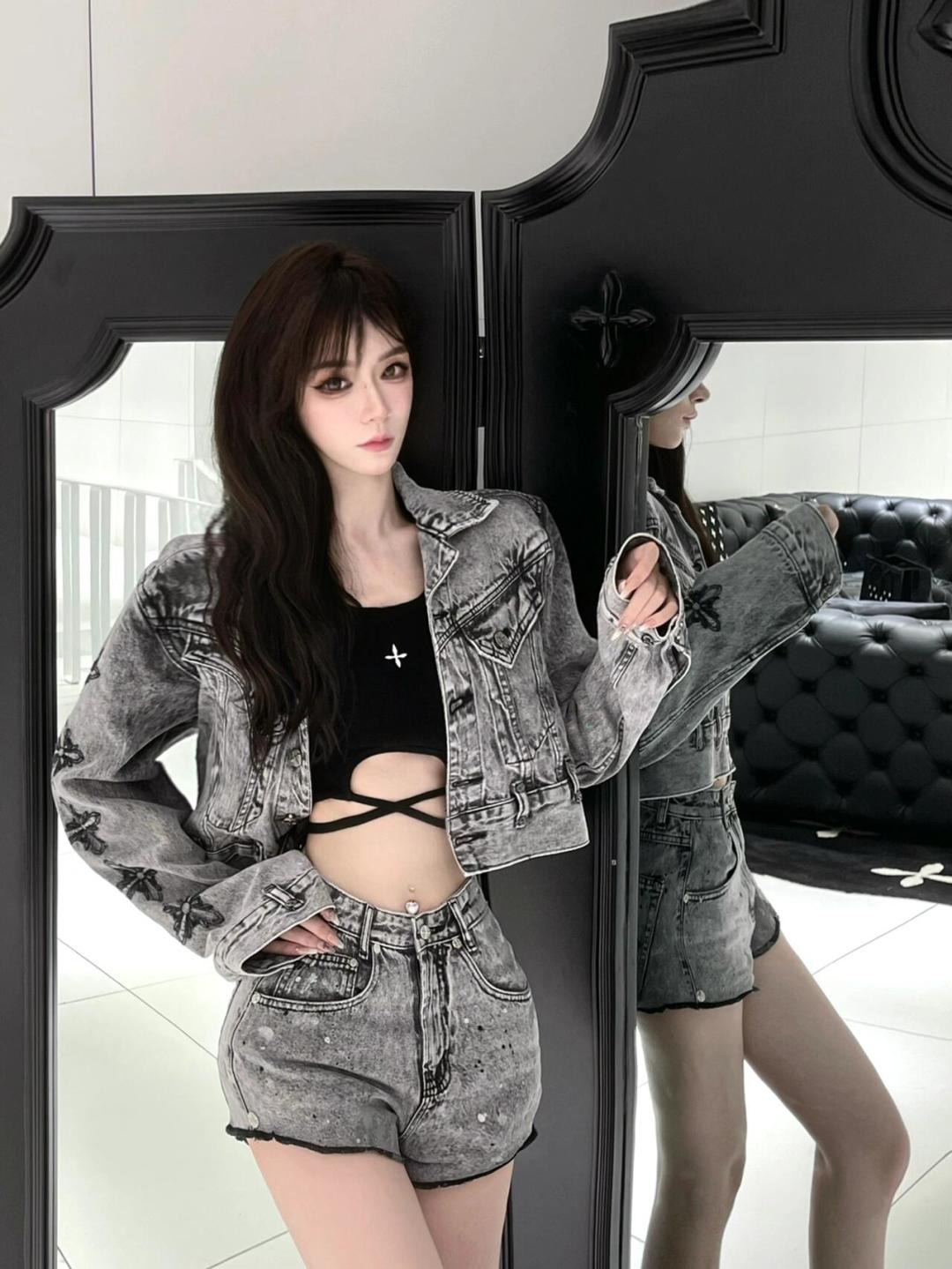 クロムハーツ「Chrome Hearts」プレミアム ストレッチデニム ショートパンツ