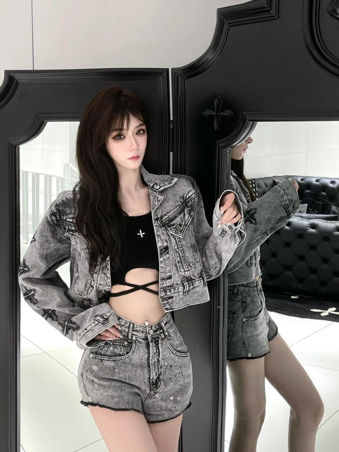 クロムハーツ「Chrome Hearts」プレミアム ストレッチデニム ショートパンツ